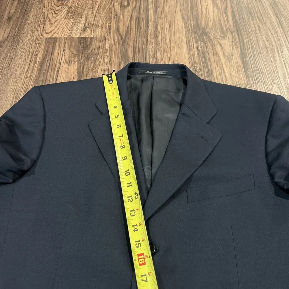 Ermenegildo Zegna Blazer Mens 44R EU54 worsted Super 100's Navy Made In Italy